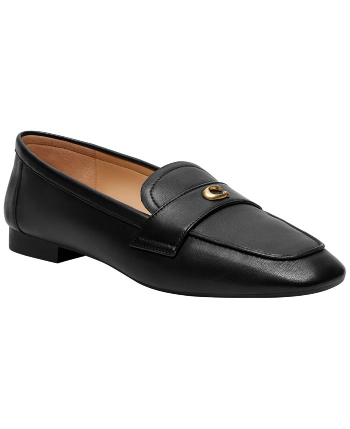 COACH Women's Signature Sculpted C Round Toe Leather Loafers