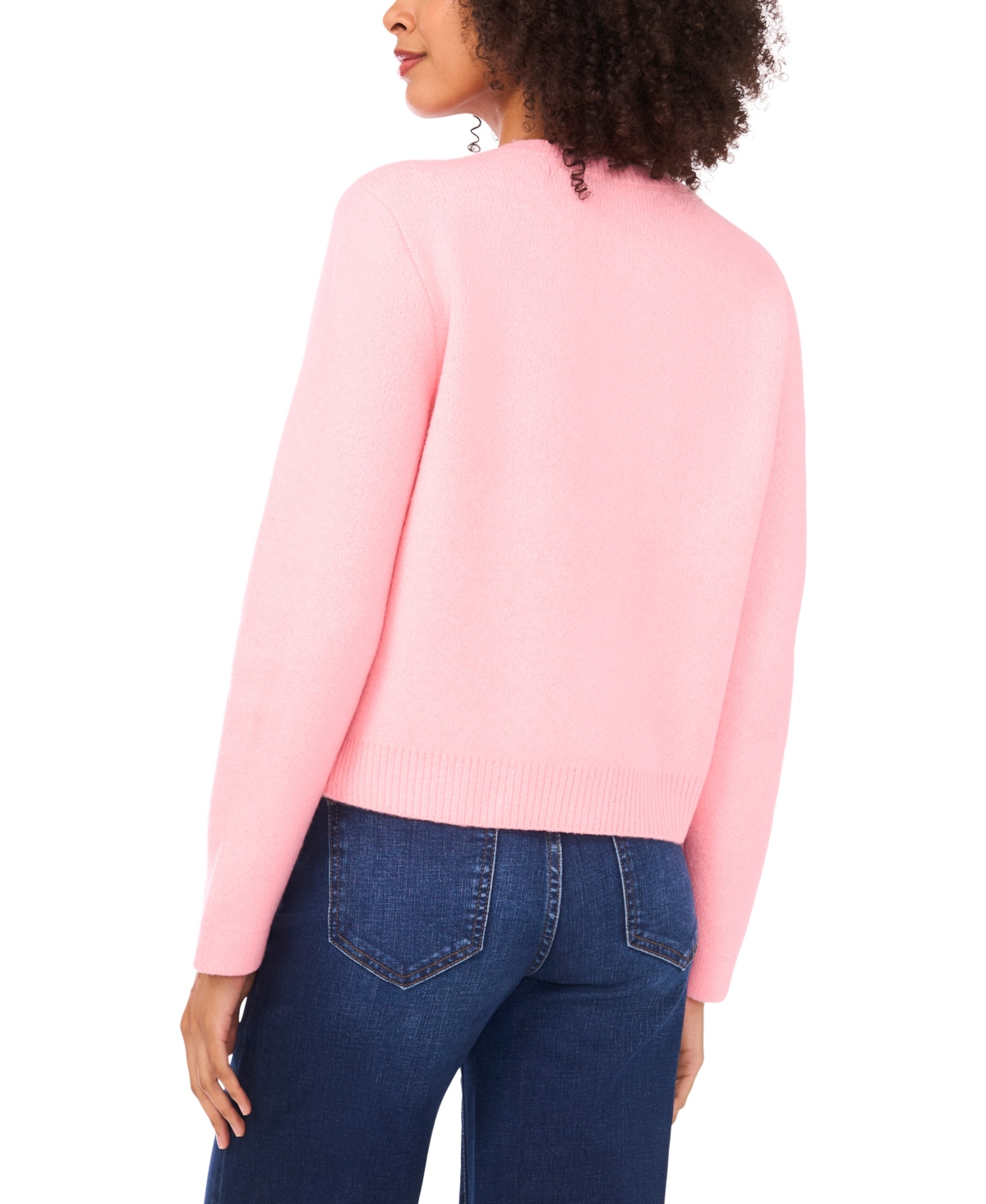 Cece Women's Long Sleeve Patch Pockets Cardigan In Pink