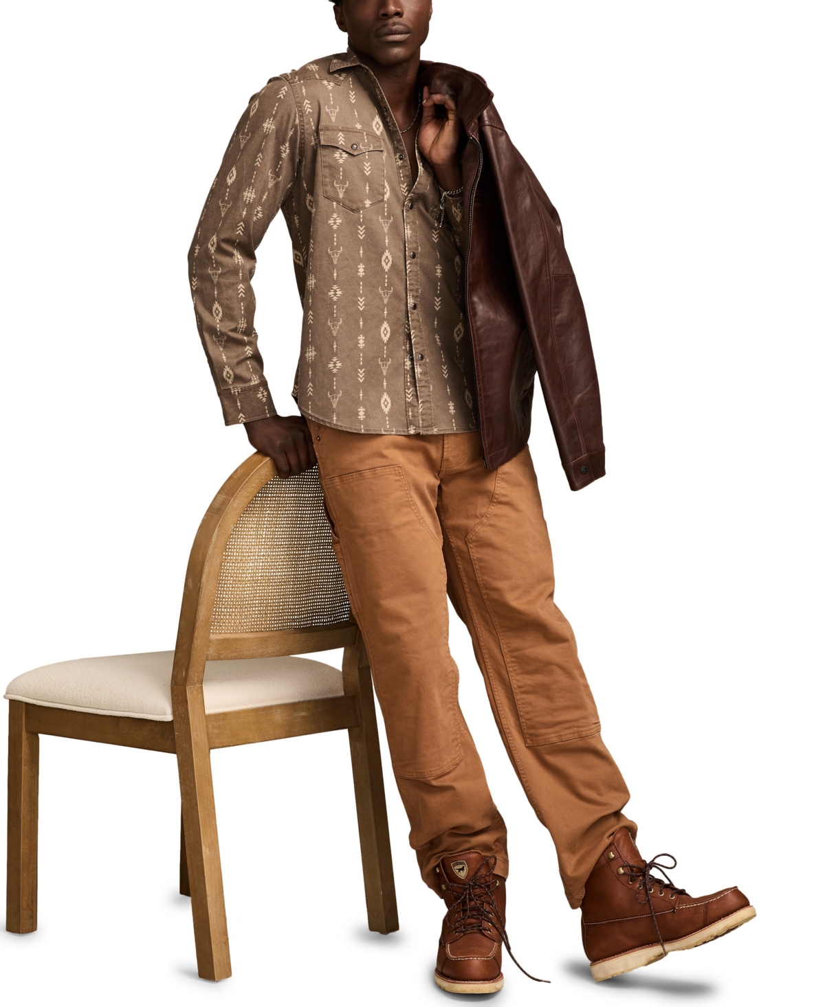 Lucky Brand Men's Long Sleeve Twill Wester Shirt