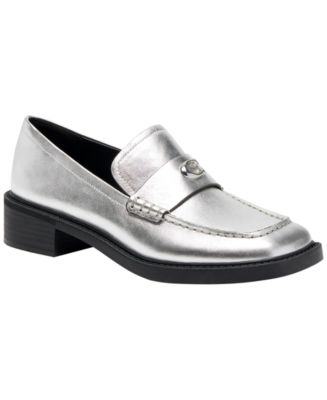 Coach Gray Embossed Leather Lug-Sole Penny Loafers COACH Women main image 3