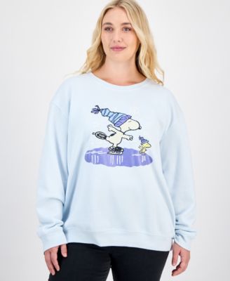 Love Tribe - Trendy Plus Size Skating Snoopy Glitter Graphic Sweatshirt