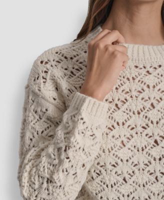 Petite Pointelle Crewneck Sweater