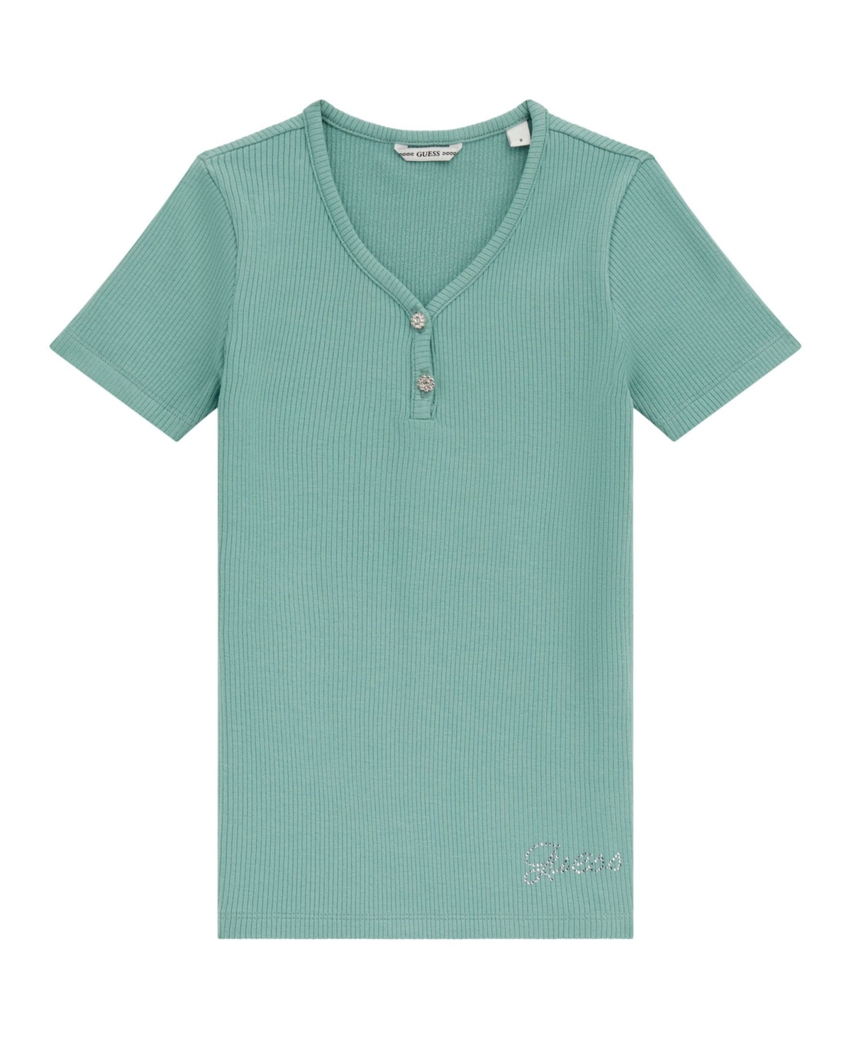 Guess Girls 7-16 Mini Me Style Rib Short Sleeve T-shirt In Blue