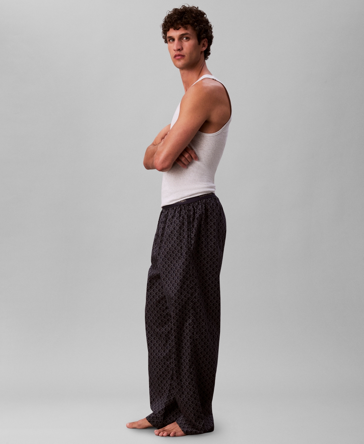 Calvin Klein Men's Cotton Poplin Sleep Pants In White