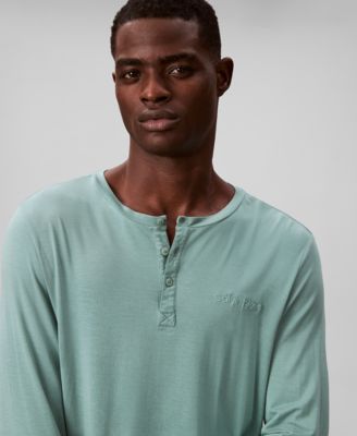 Men's Henley Neck Sleep Top