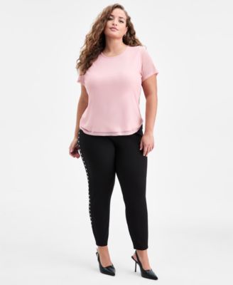 Trendy Plus Size Trendy Plus Size Mesh Short-Sleeve Top, Macy's Exclusive