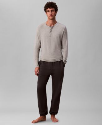 Men's Henley Neck Sleep Top