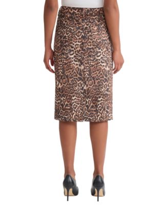 Petite Printed Pencil Midi Skirt