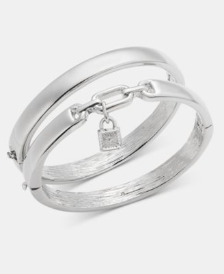 On 34th - 2-Pc. Set Padlock Charm Bangle Bracelets