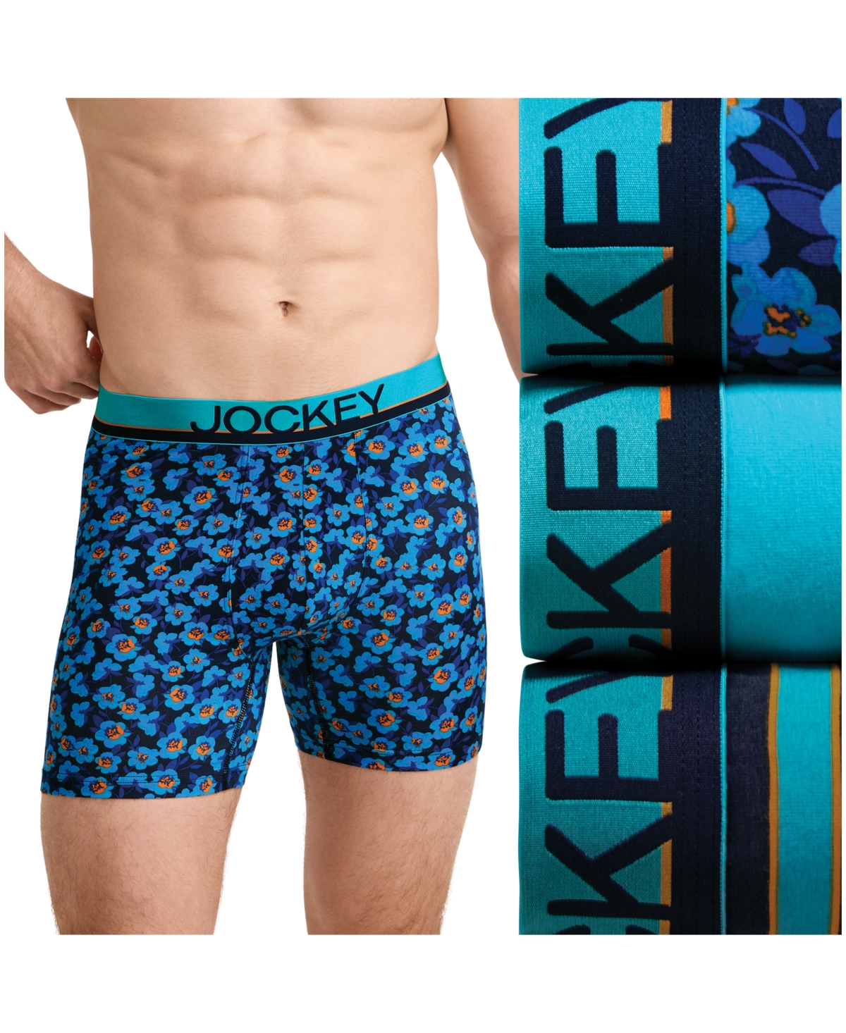Jockey Men's 3pk. True Style Logo Boxer Briefs In Multi