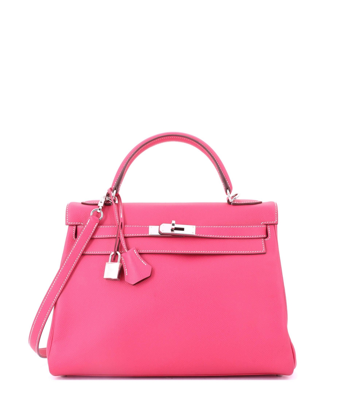 Pre-Owned Hermes Kelly 32 Handbag Pink Epsom with Palladium Hardware