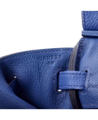 Pre-Owned Hermes Birkin 25 Handbag Blue Togo with Gold Hardware