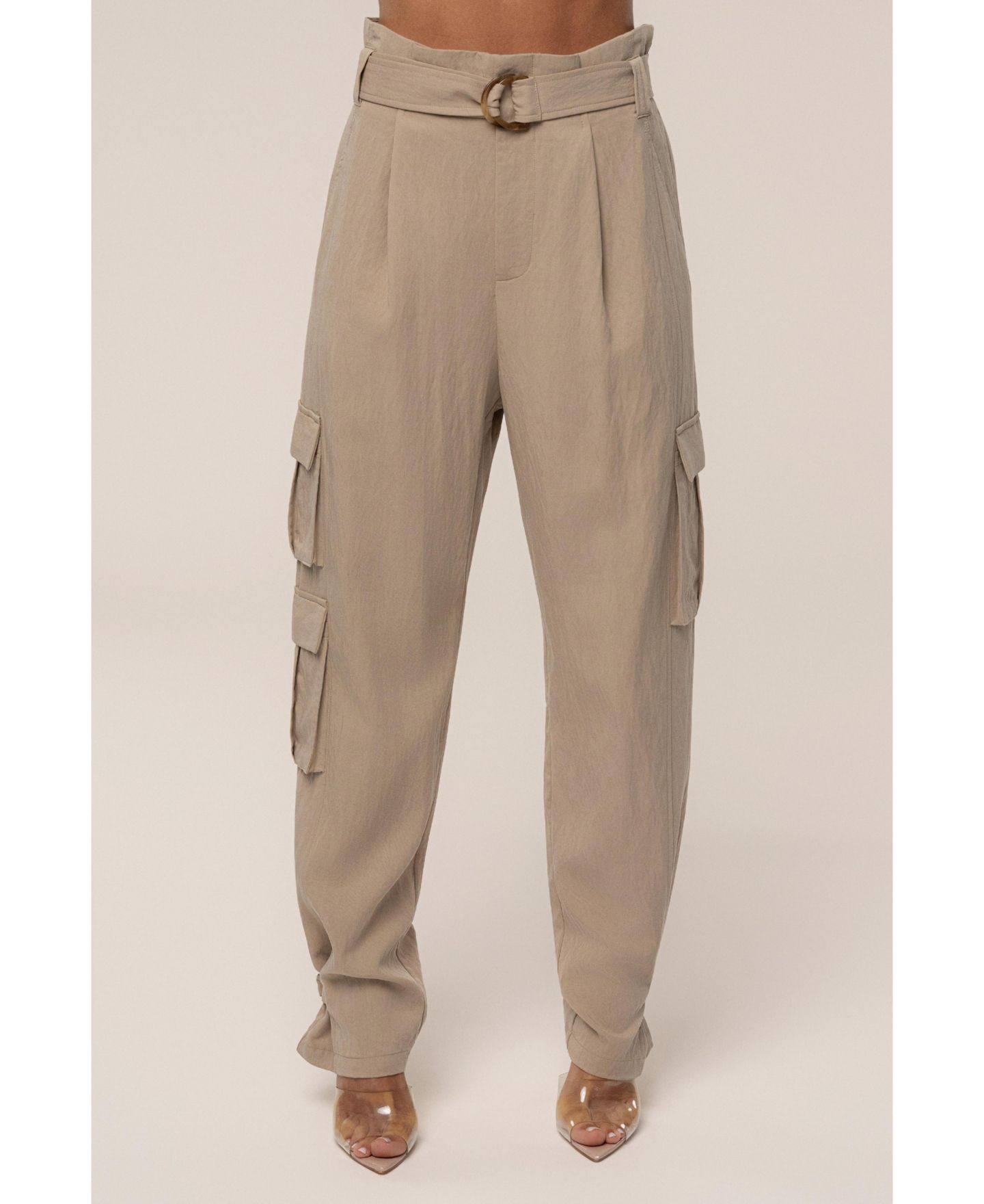 Женские брюки JLUXLABEL Boundless Belted Cargo, цвет: Бежевый — фото 1