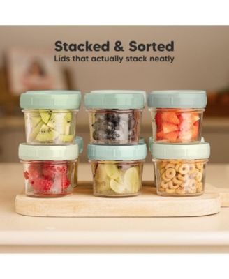 12pk Prep Baby Food Storage Containers, 4 oz Leak-Proof, BPA Free Glass Baby Food Jars for Feeding