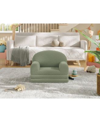 Kids Sofa Chair, 2-in-1 Convertible Toddler Couch Lounge, Comfy Fold Out Teddy Fleece Fabric Children's Sofa Bed