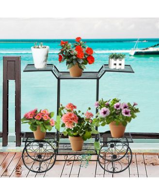 6-Tier Garden Cart Stand Flower Rack Display Decor Flower Pot Plant Holder