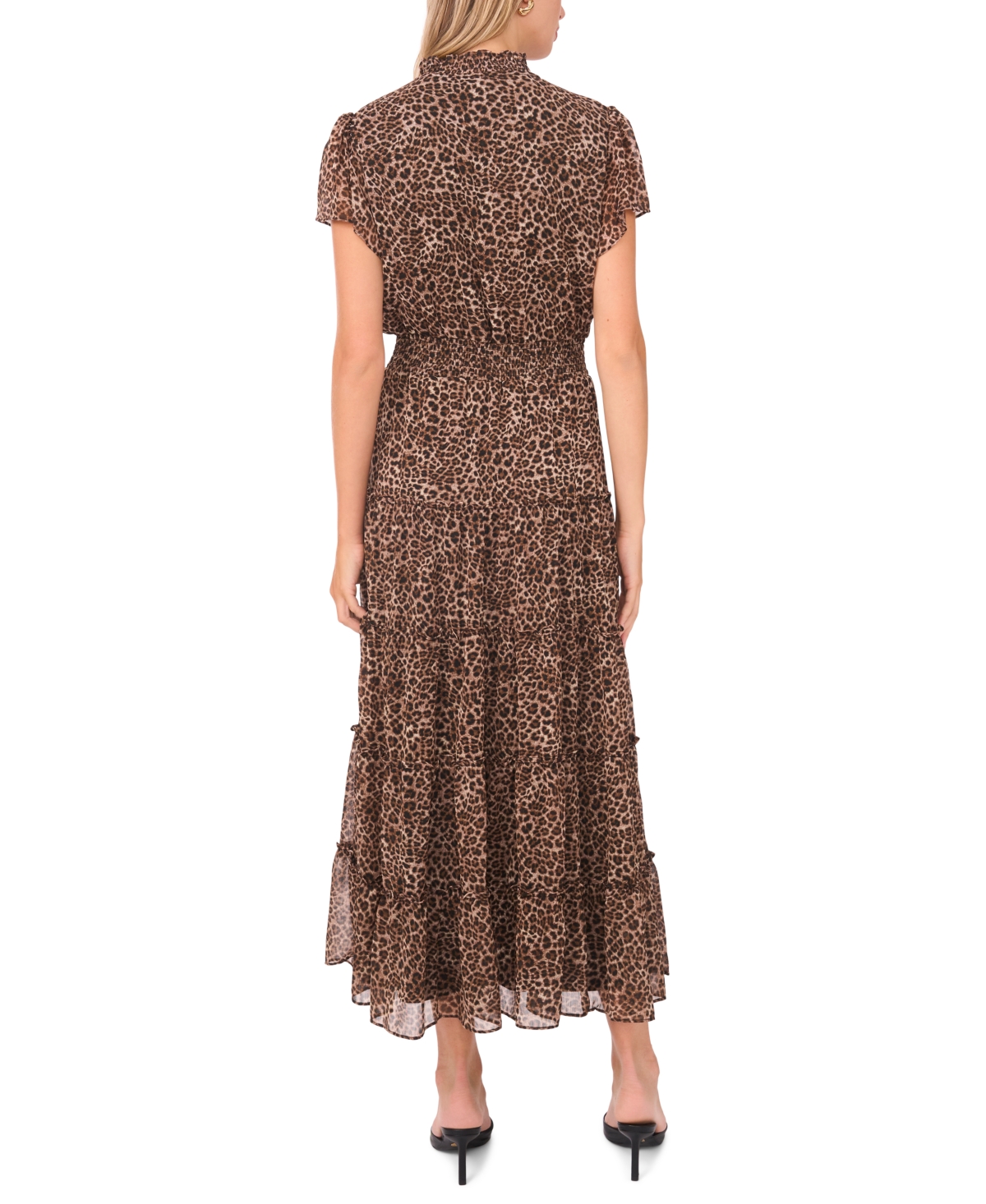 Sam & Jess Women's Short Sleeve Tiered Maxi Dress In Brown