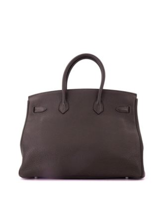 Birkin 35 Handbag Brown Togo with Palladium Hardware