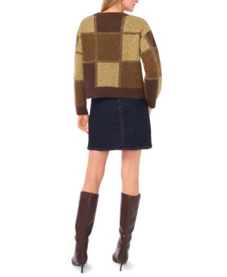 Women's Crewneck Colorblocked Long-Sleeve Sweater