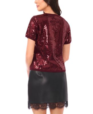 Women's Sequin Crewneck Short-Sleeve Top