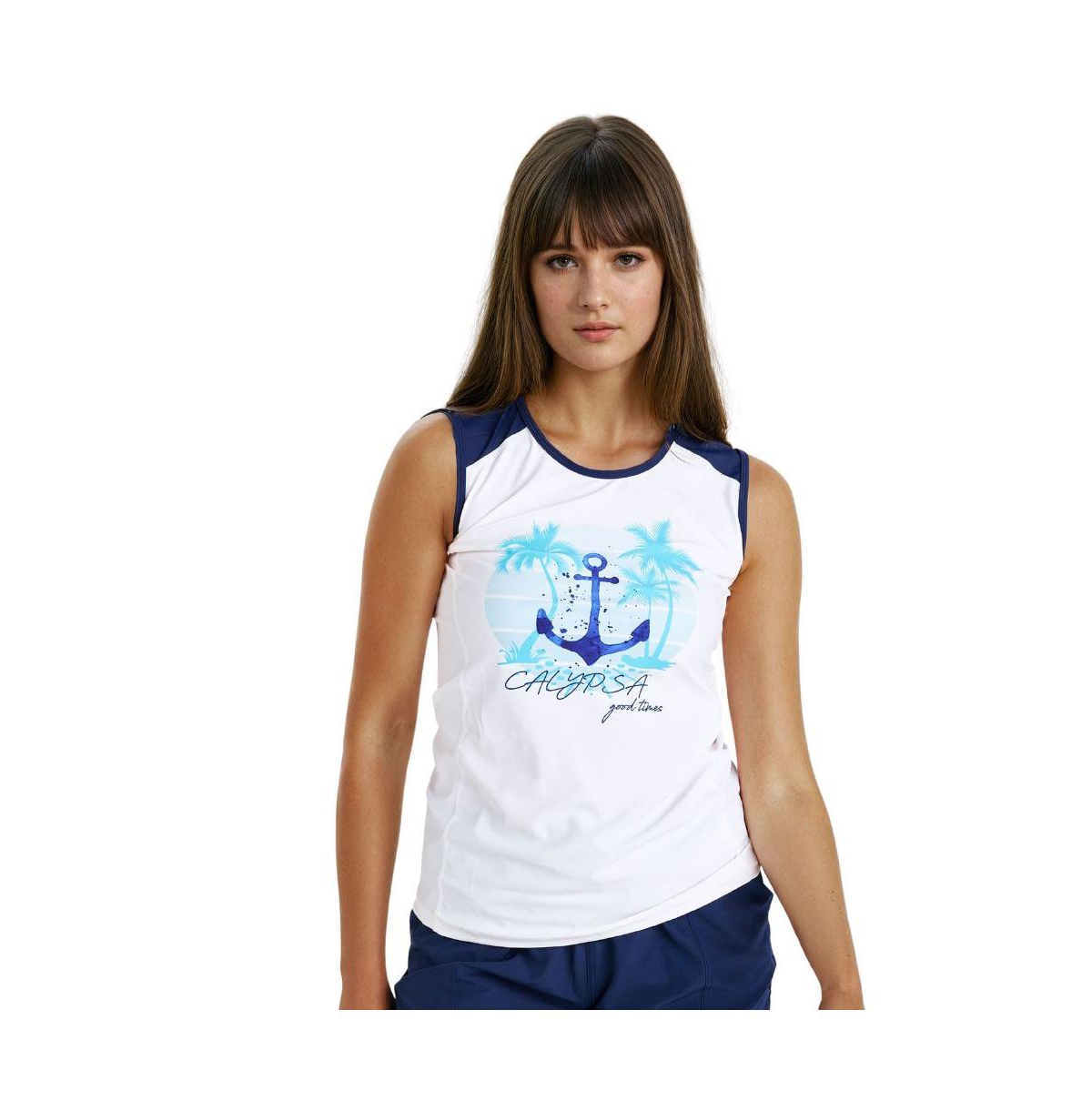 Calypsa Women's Plus Loose Fit Maya Swim Top
