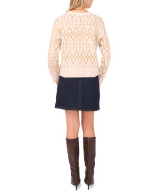 Women's Cozy Crewneck Jacquard Long-Sleeve Sweater