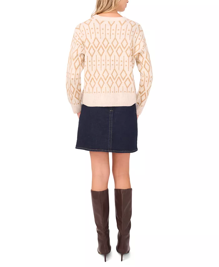 Women's Cozy Crewneck Jacquard Long-Sleeve Sweater - thumbnail 7