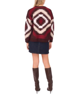 Women's Cozy Crewneck Aztec Long-Sleeve Sweater
