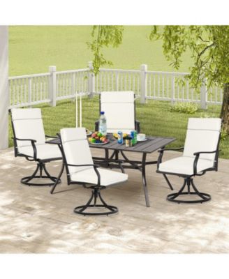 Outdoor High Back Dining Chair Cushion with Ties and Zipper, 44"x21"x3.2", Set of 4