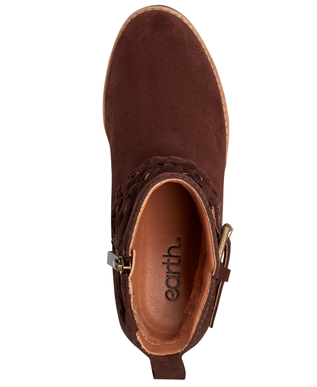 Earth Women's Chace Buckle Strap Wedge Booties In Brown