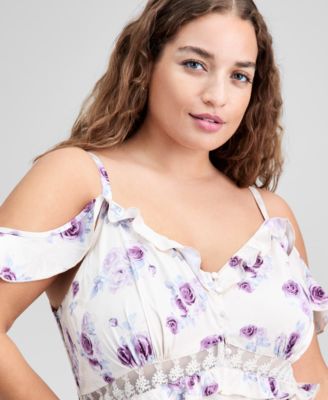 Trendy Plus Size Lace-Trim Empire-Waist Dress, Macy's Exclusive