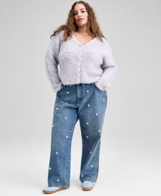 Trendy Plus Size Rhinestone Embellished Cardigan, Macy's Exclusive