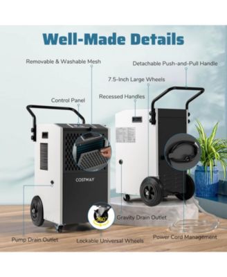 154 Pints Commercial Dehumidifier With Pump Drain Hoses For Basements Job Sites