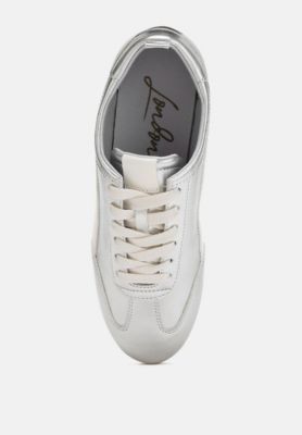 Womens Montek Faux Leather Lace-Up Sneakers