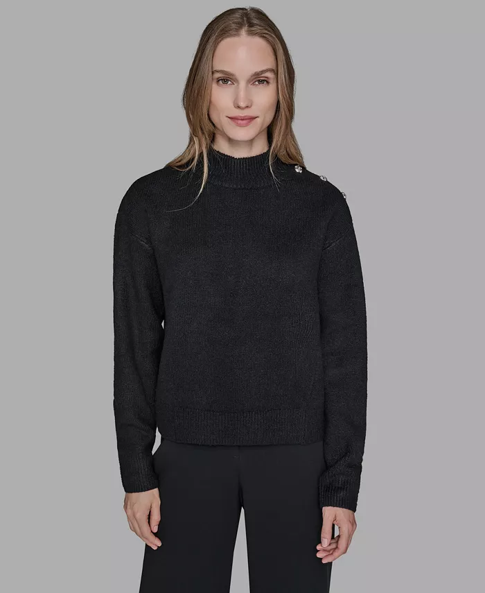 Women's Button Shoulder Long Sleeve Sweater