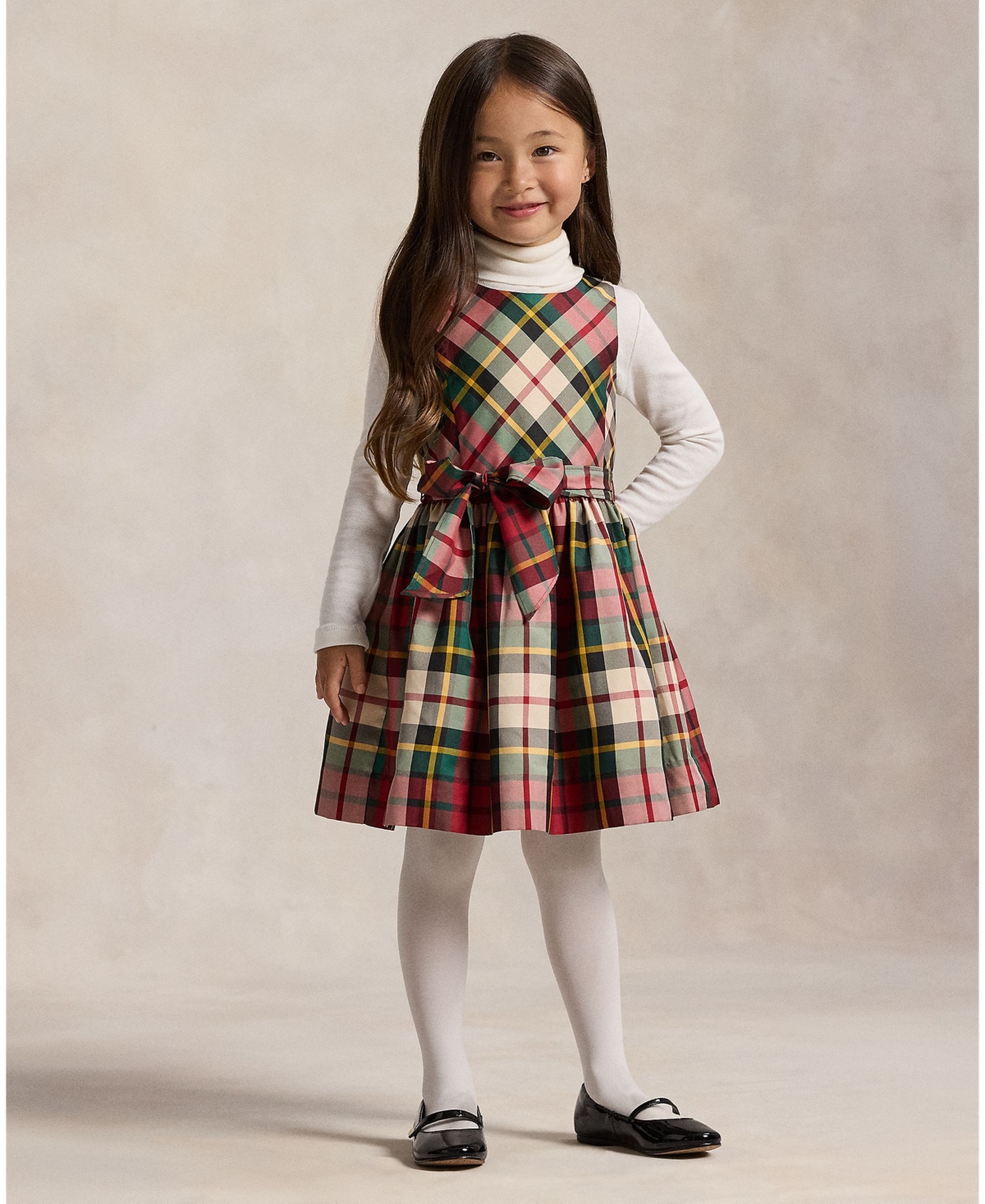 Polo Ralph Lauren Girls 2T-6X Plaid Taffeta Sleeveless Dress