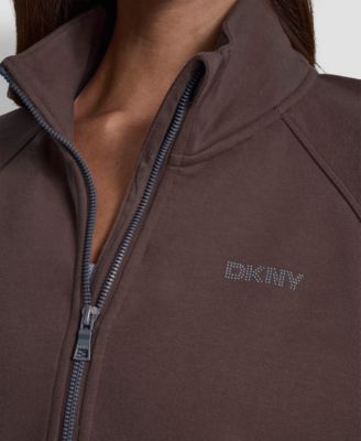 DKNY Women's Studded-Logo Half-Zip Sweatshirt