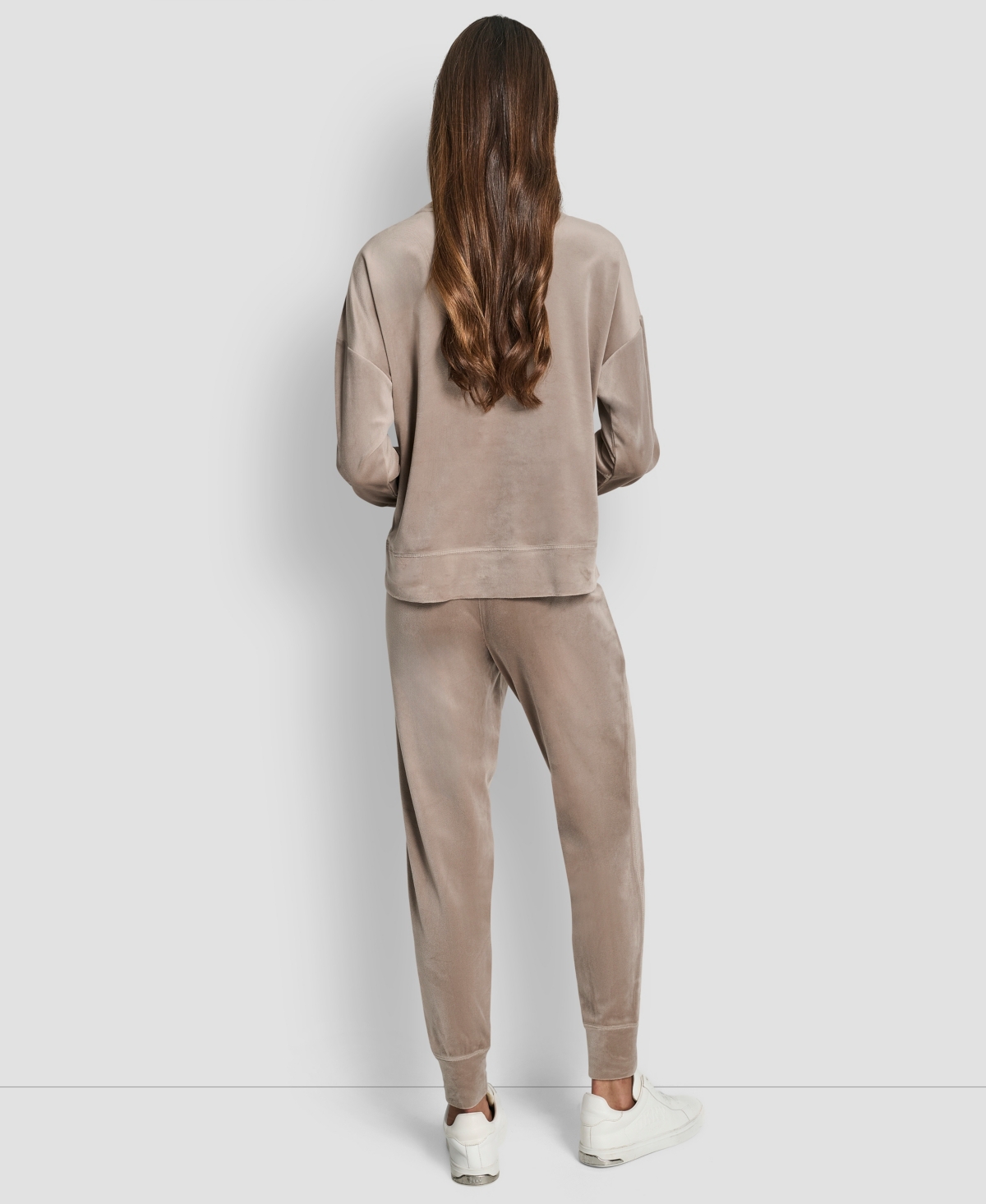 Dkny Women's Stacked Logo Mid-rise Slim-fit Joggers In Brown
