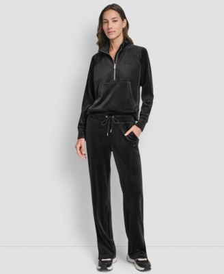 Women's Super Soft Velour HD Embroidery Logo Slit Track Pants