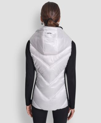 Women's Contrast Collar Hooded Puffer Vest