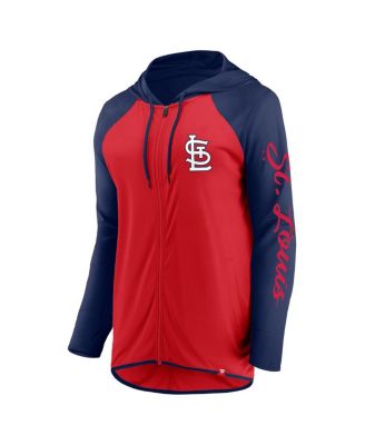 Women's Red/Navy St. Louis Cardinals Script Sleeve Full-Zip Hoodie