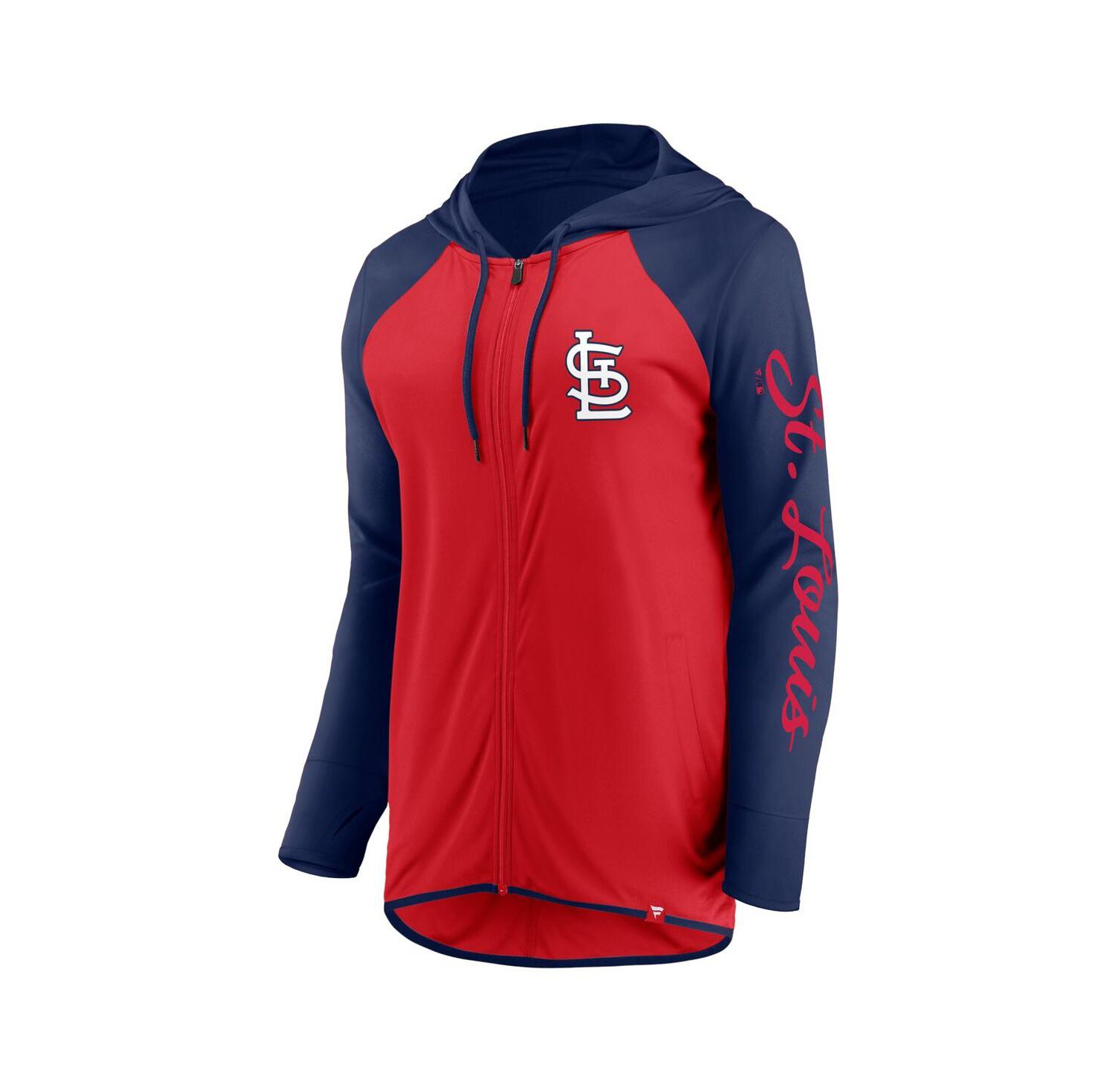 Women's Red/Navy St. Louis Cardinals Script Sleeve Full-Zip Hoodie