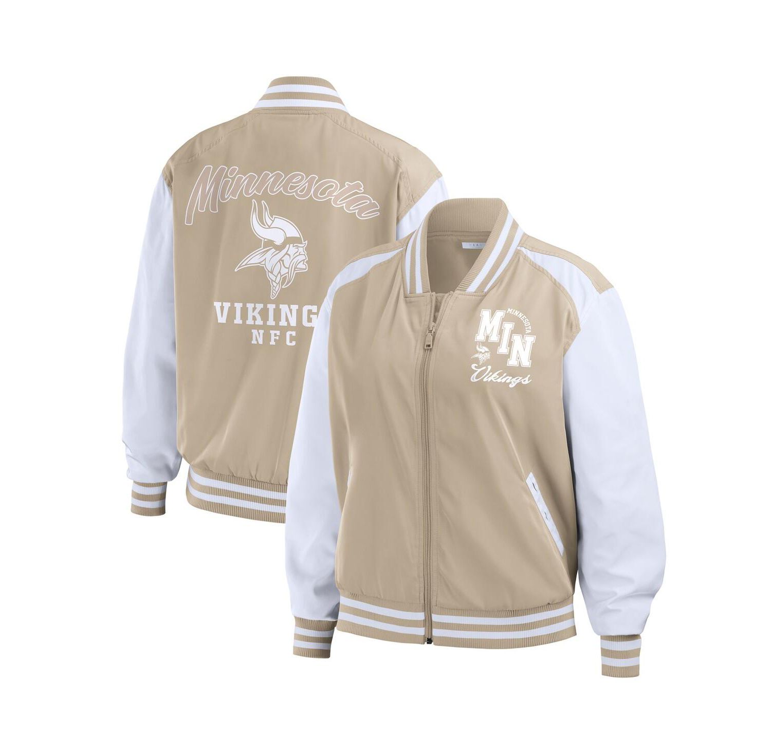 Women's Tan Minnesota Vikings Tonal Full-Zip Bomber Jacket