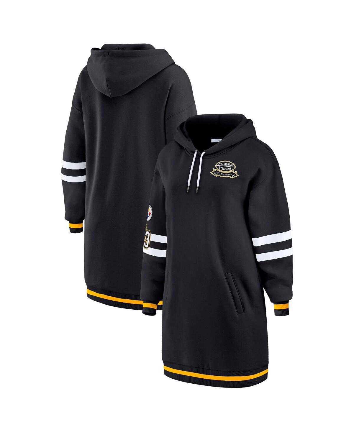 Wear By Erin Andrews Women's Black Pittsburgh Steelers Hoodie Dress In Black