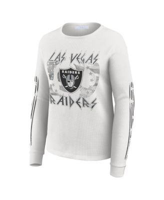Women's White Las Vegas Raiders Graphic Waffle Long-Sleeve T-Shirt