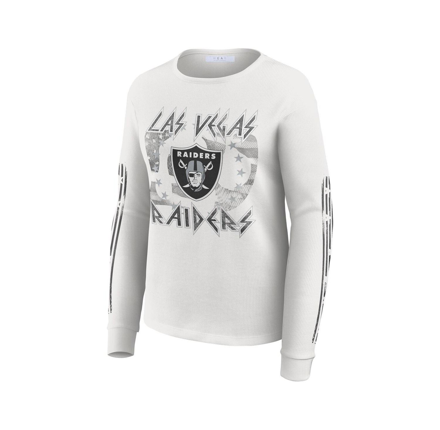 Women's White Las Vegas Raiders Graphic Waffle Long-Sleeve T-Shirt