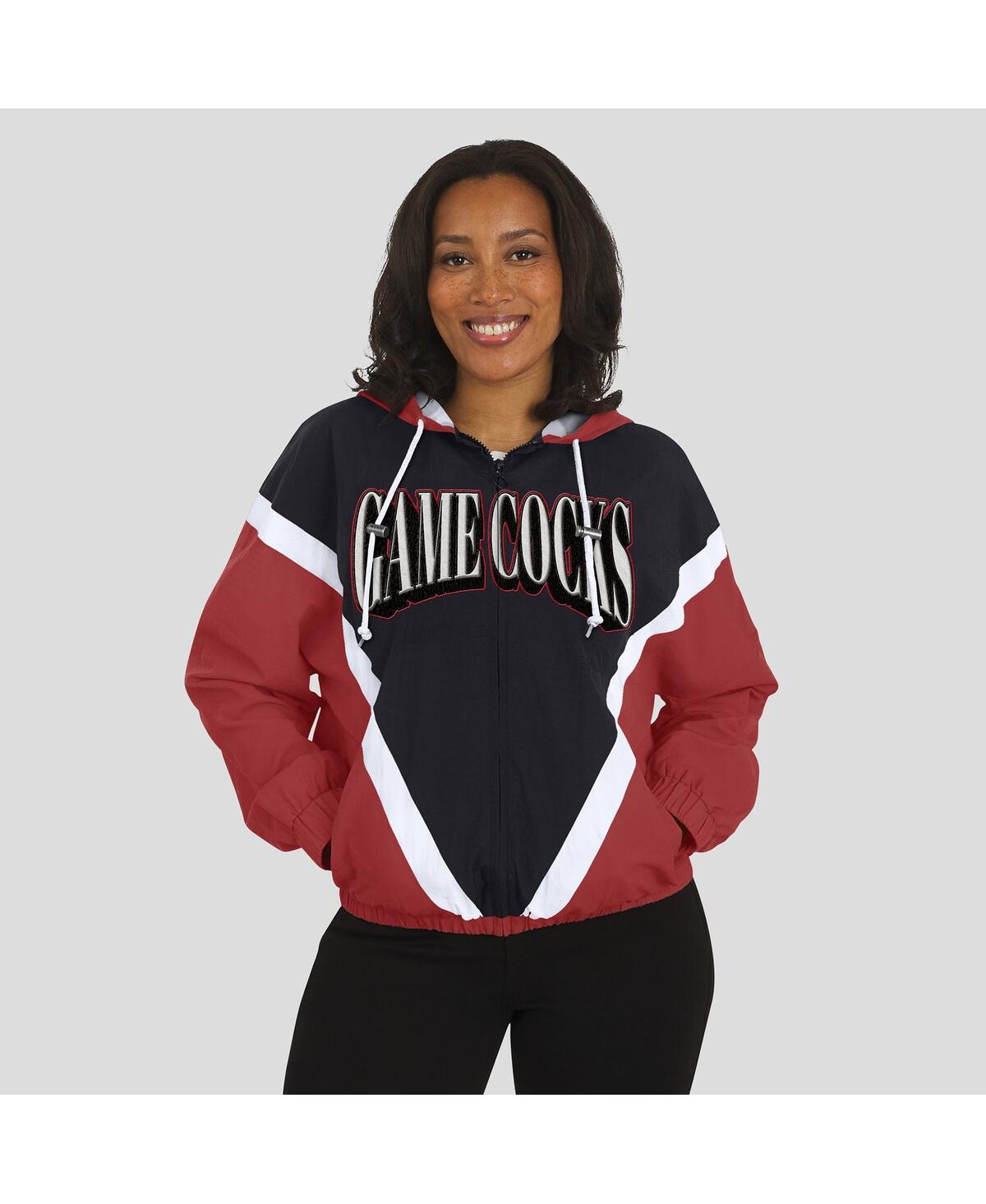 Wear By Erin Andrews Women'sgarnet/black South Carolina Gamecocks Color Block Full-zip Hoodie Windbreaker Jacket In Burgundy