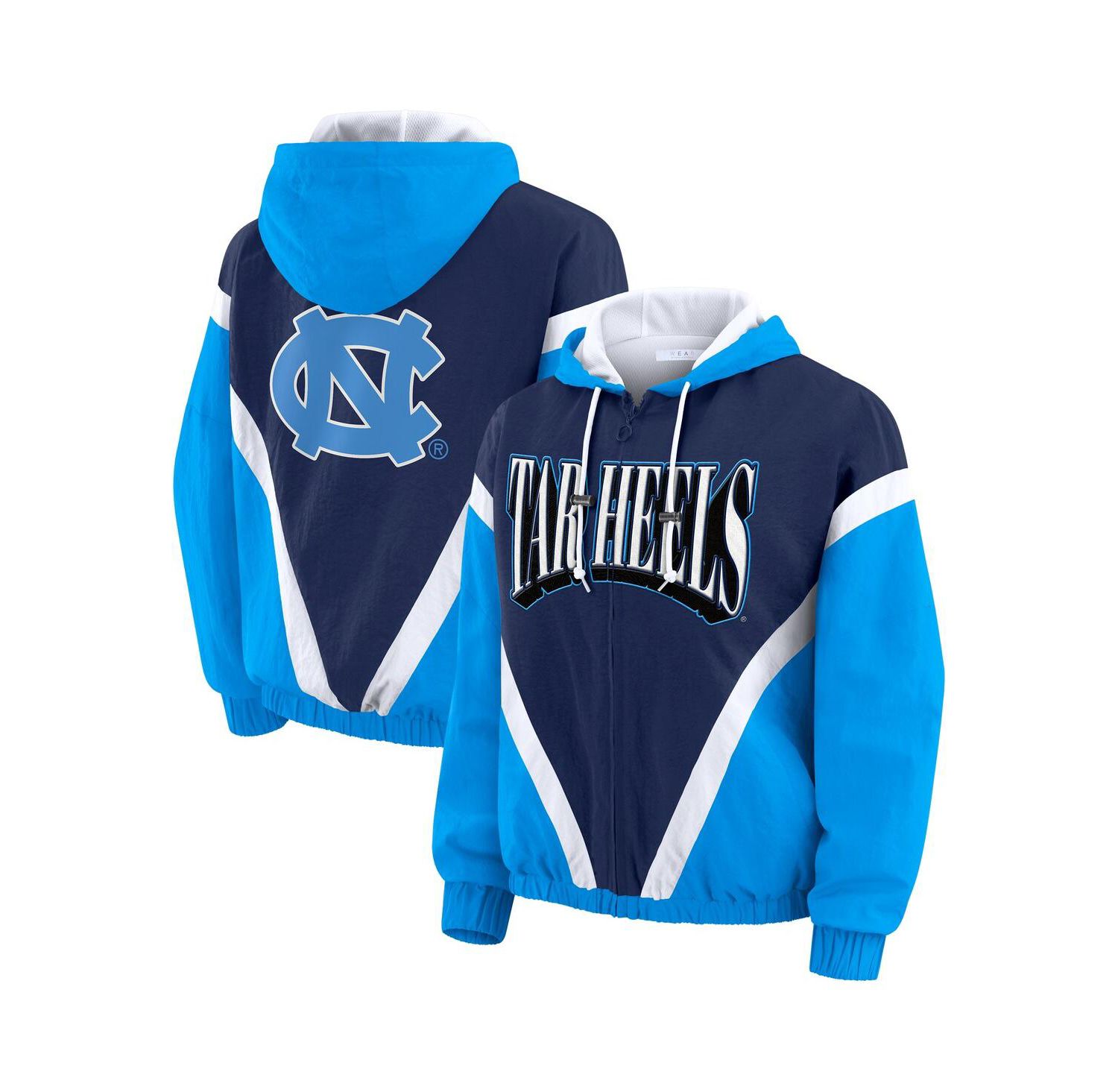Women's Blue/Navy North Carolina Tar Heels Color Block Full-Zip Hoodie Windbreaker Jacket