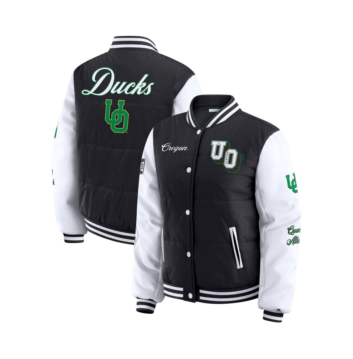 Женская куртка WEAR by Erin Andrews Black Oregon Ducks Varsity Puffer — фото 1