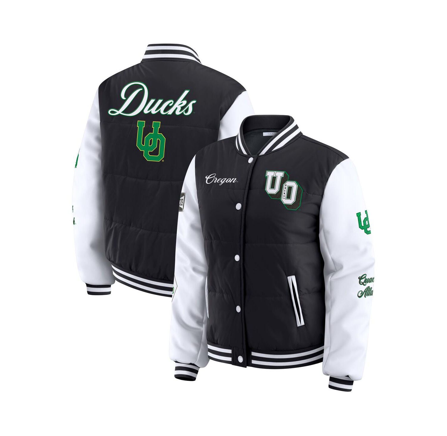 Women's Black Oregon Ducks Varsity Puffer Jacket